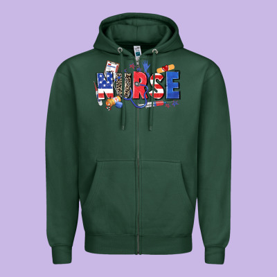 American Nurse Zipper Hoodie Designed By Zillion Design Studio