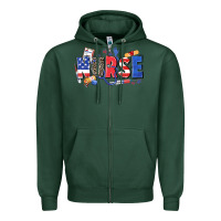 Sports Green American nurse Zipper Hoodie - Zillion Design Studio