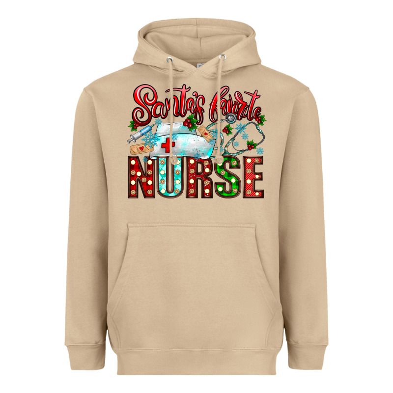 Santa Is Favorite Nurse Heavyweight Hoodie by CowhideDigitalArt | Teevron
