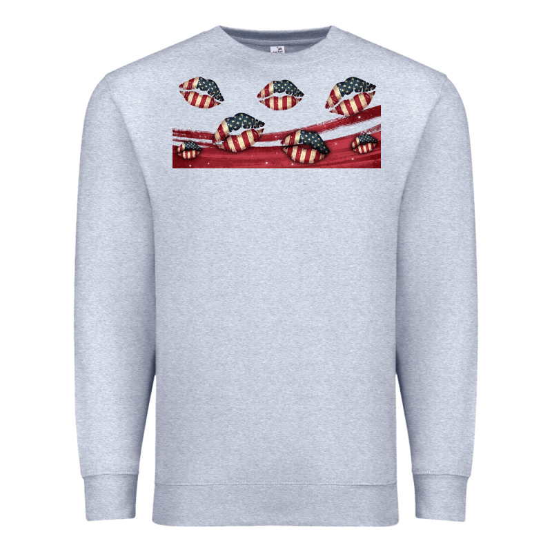 American Flag Lips 16oz Libbey Cup Premium Sweatshirt by HRA Design Shop | Teevron