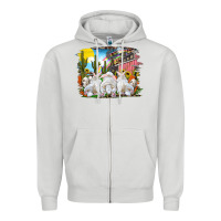 Dove Grey Easter Farm With Bunnies Zipper Hoodie - RanaPortraitStore