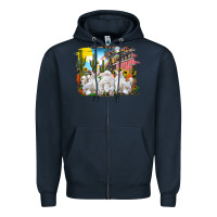 Navy Easter Farm With Bunnies Zipper Hoodie - RanaPortraitStore