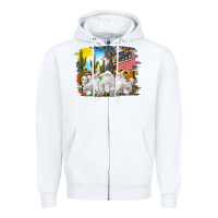 White Easter Farm With Bunnies Zipper Hoodie - RanaPortraitStore