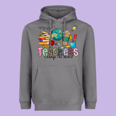 Teachers Change The World Heavyweight Hoodie Designed By Cowhidedigitalart