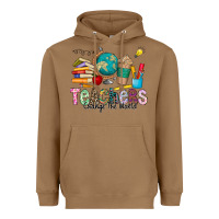 Toasted Coconut Teachers Change The World Heavyweight Hoodie - CowhideDigitalArt