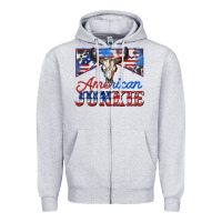 Heather Grey American junkie Zipper Hoodie - Zillion Design Studio