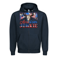 Navy American junkie Zipper Hoodie - Zillion Design Studio
