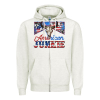 Oatmeal Heather American junkie Zipper Hoodie - Zillion Design Studio