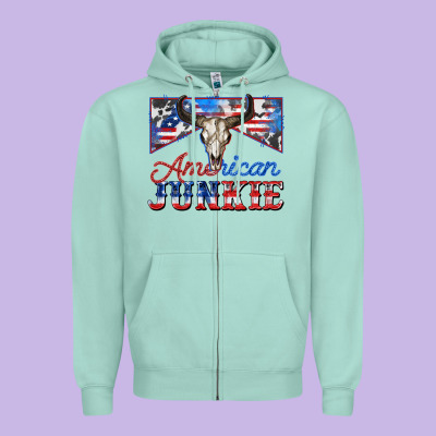 American Junkie Zipper Hoodie Designed By Zillion Design Studio