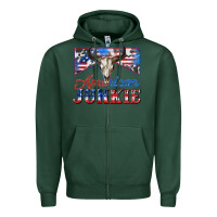 Sports Green American junkie Zipper Hoodie - Zillion Design Studio