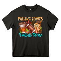 Asphalt Falling Leaves Football Please Heavy Core Tee - CowhideDigitalArt