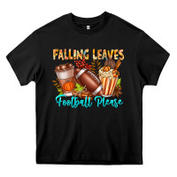 Black Falling Leaves Football Please Heavy Core Tee - CowhideDigitalArt
