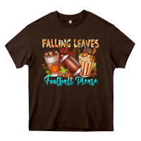 Chocolate Brown Falling Leaves Football Please Heavy Core Tee - CowhideDigitalArt