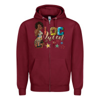 Burgundy afro woman loc queen Zipper Hoodie - texasbilliewilder