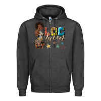 Charcoal Heather afro woman loc queen Zipper Hoodie - texasbilliewilder