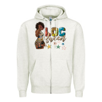 Oatmeal Heather afro woman loc queen Zipper Hoodie - texasbilliewilder