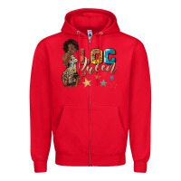 Red afro woman loc queen Zipper Hoodie - texasbilliewilder