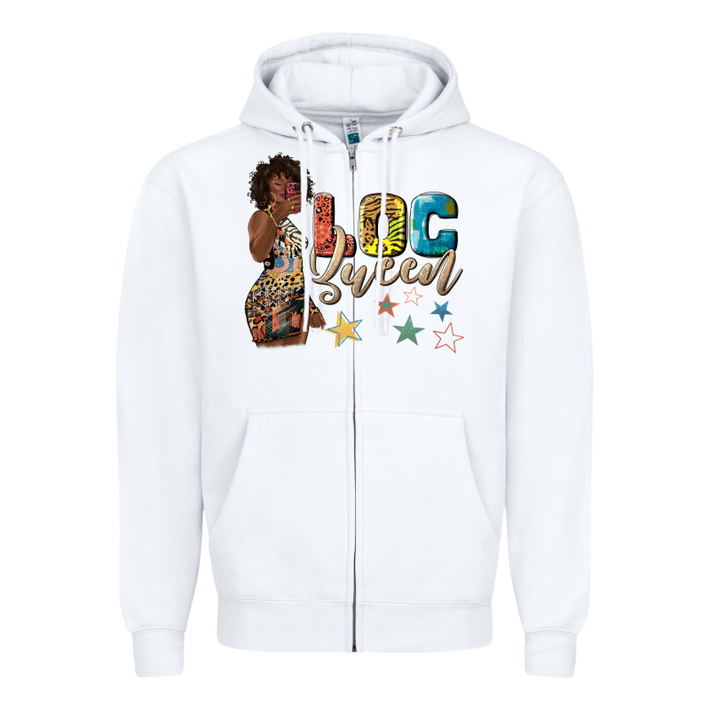 Afro Woman Loc Queen Zipper Hoodie by texasbilliewilder | Teevron
