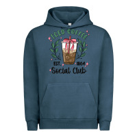 Pigment Midnight Navy iced coffee social club Urban Hoodie - MaliasSmallBusiness