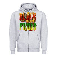 Heather Grey black and proud Zipper Hoodie - texasbilliewilder