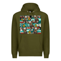 Army Green western horseshoe sunflower brown cow Premium Hoodie - BarkalooDesign
