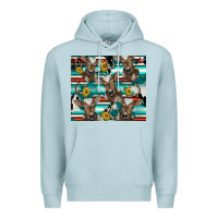 Blue Mist western horseshoe sunflower brown cow Premium Hoodie - BarkalooDesign