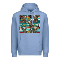 Colony Blue western horseshoe sunflower brown cow Premium Hoodie - BarkalooDesign