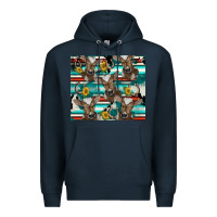 Navy western horseshoe sunflower brown cow Premium Hoodie - BarkalooDesign
