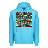 Ocean Blue western horseshoe sunflower brown cow Premium Hoodie - BarkalooDesign