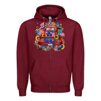 Burgundy usa truck Zipper Hoodie - Zillion Design Studio