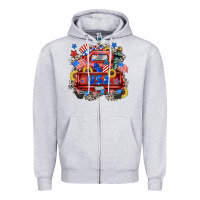 Heather Grey usa truck Zipper Hoodie - Zillion Design Studio