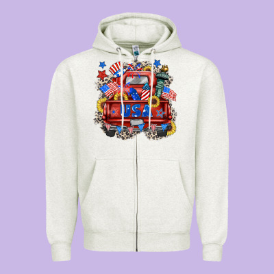 Usa Truck Zipper Hoodie Designed By Zillion Design Studio