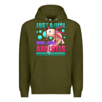 Army Green just a girl who loves axolotls Premium Hoodie - Jasminsmagicworld