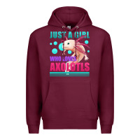 Burgundy just a girl who loves axolotls Premium Hoodie - Jasminsmagicworld