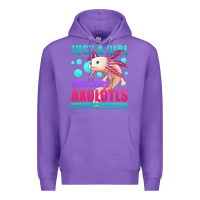 Purple just a girl who loves axolotls Premium Hoodie - Jasminsmagicworld