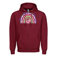Burgundy Easter Floral Spring Rainbow Zipper Hoodie - RanaPortraitStore
