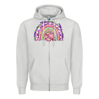 Dove Grey Easter Floral Spring Rainbow Zipper Hoodie - RanaPortraitStore