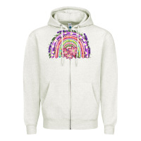 Oatmeal Heather Easter Floral Spring Rainbow Zipper Hoodie - RanaPortraitStore
