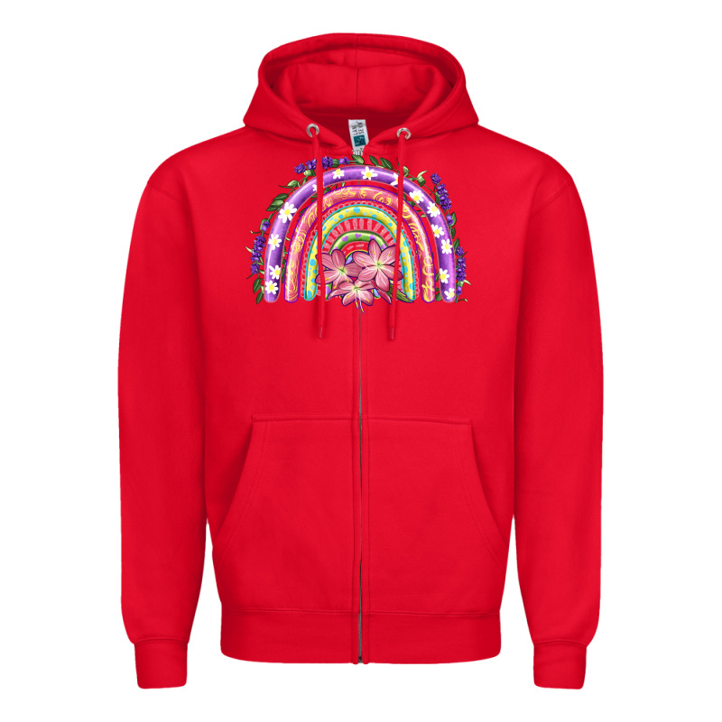 Easter Floral Spring Rainbow Zipper Hoodie by RanaPortraitStore | Teevron