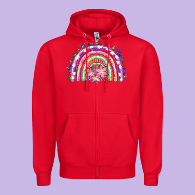 Zipper Hoodie Easter Floral Spring Rainbow