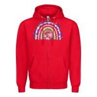 Red Easter Floral Spring Rainbow Zipper Hoodie - RanaPortraitStore