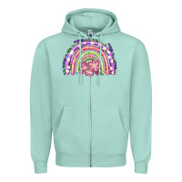 Seafoam Easter Floral Spring Rainbow Zipper Hoodie - RanaPortraitStore
