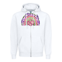 White Easter Floral Spring Rainbow Zipper Hoodie - RanaPortraitStore
