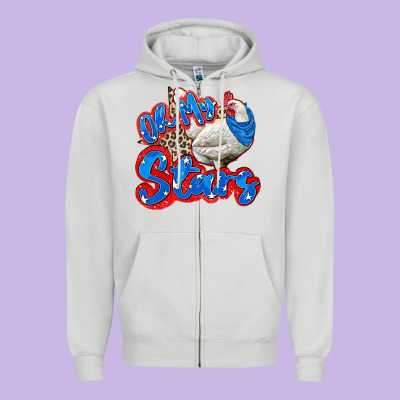 Oh My Stars Chicken Zipper Hoodie Designed By Zillion Design Studio