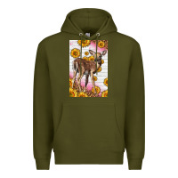 Army Green Western Cute Baby Deer Fawn Premium Hoodie - LillyAllenDesigns
