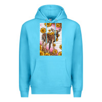 Ocean Blue Western Cute Baby Deer Fawn Premium Hoodie - LillyAllenDesigns