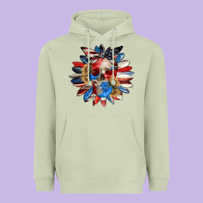 4th Of July Sunflower Skull 4th Of July Heavyweight Hoodie Designed By Cowgirlartshop