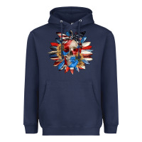 Navy 4th of July sunflower skull 4th of july Heavyweight Hoodie - CowGirlArtShop