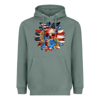 Sage 4th of July sunflower skull 4th of july Heavyweight Hoodie - CowGirlArtShop