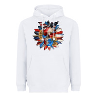 White 4th of July sunflower skull 4th of july Heavyweight Hoodie - CowGirlArtShop